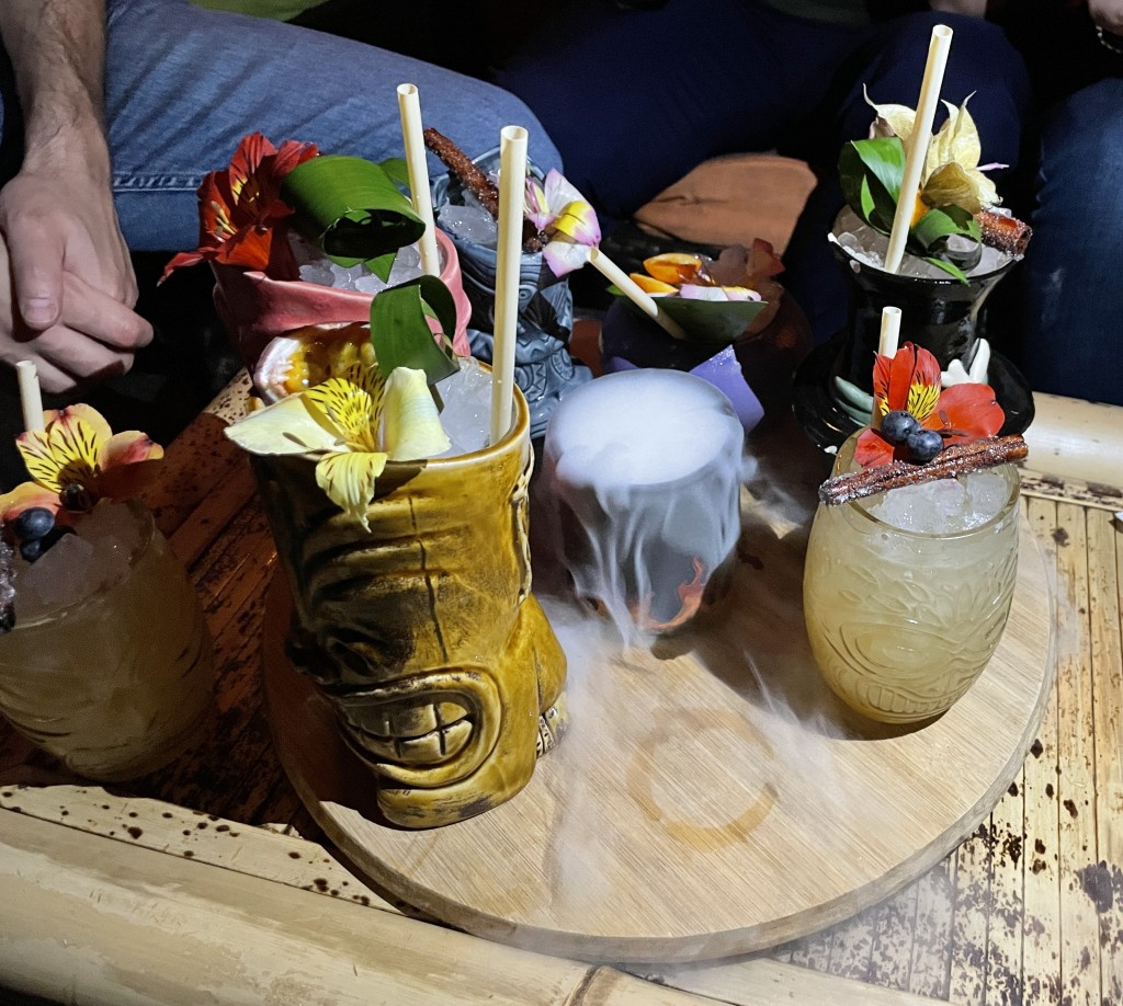 A picture of the rum cocktails at Rumpus Tiki Bar