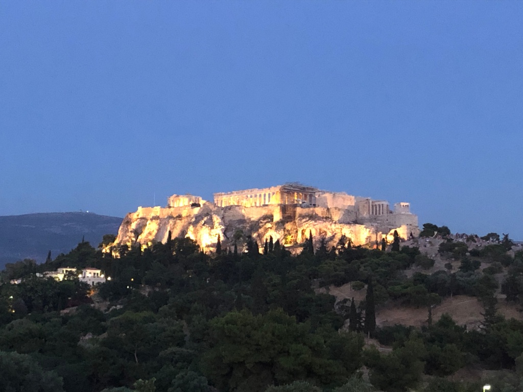 A view to the Acropolis from one of the rooftop bars